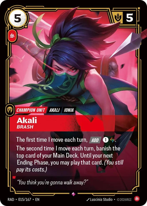 Image for Akali, Brash (015/167) [Radiance] - Riftbound: League of Legends Trading Card Game