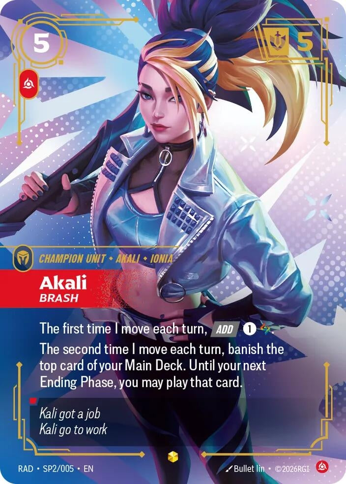 Image for Akali, Brash (K/DA Special Art Card) (SP2/005) [Radiance] - Riftbound: League of Legends Trading Card Game