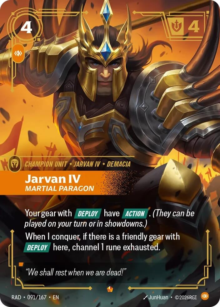 Image for Jarvan IV, Martial Paragon (091/167) [Radiance] - Riftbound: League of Legends Trading Card Game