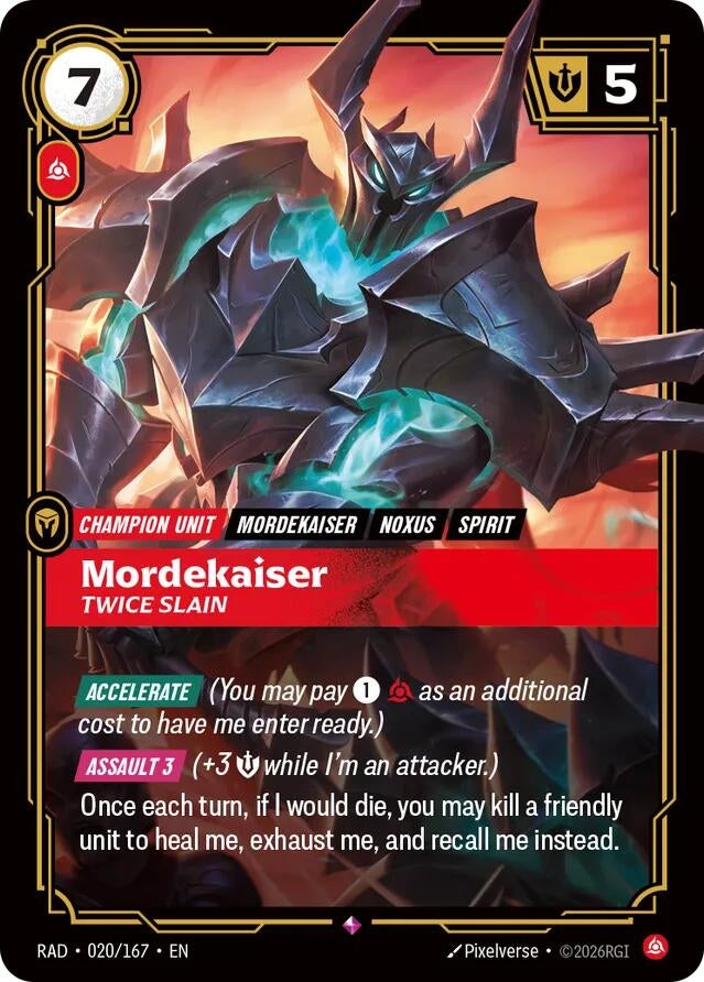 Image for Mordekaiser, Twice Slain (020/167) [Radiance] - Riftbound: League of Legends Trading Card Game