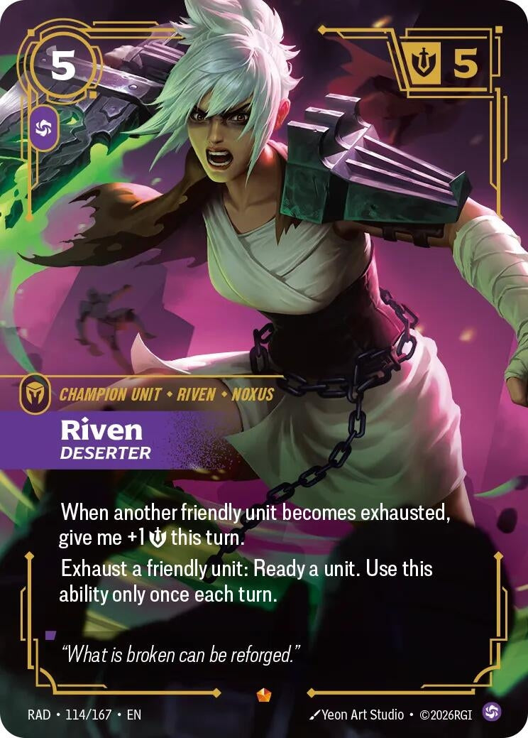 Image for Riven, Deserter (114/167) [Radiance] - Riftbound: League of Legends Trading Card Game