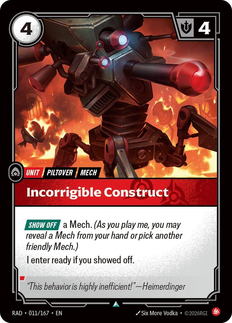 Image for Incorrigible Construct (011/167) [Radiance] - Riftbound: League of Legends Trading Card Game