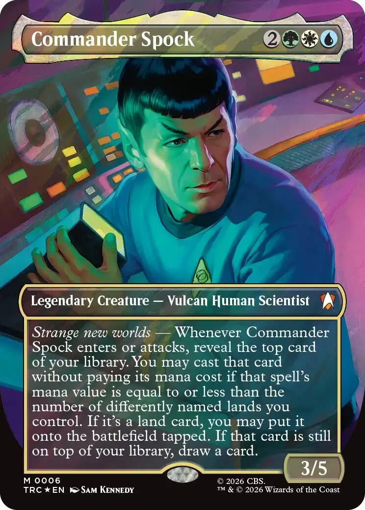Image for Commander Spock (Borderless) (Surge Foil) (6) [Commander: Star Trek] - Magic: The Gathering