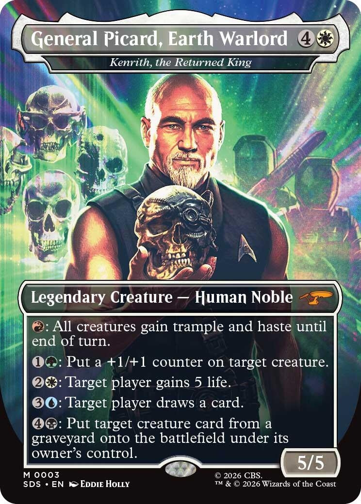 Image for General Picard, Earth Warlord - Kenrith, the Returned King (Borderless) (3) [Star Trek: Stardates] - Magic: The Gathering