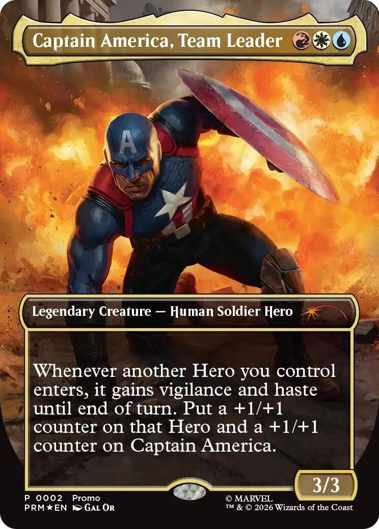 Image for Captain America, Team Leader (Borderless) (2) [Unique and Miscellaneous Promos] - Magic: The Gathering