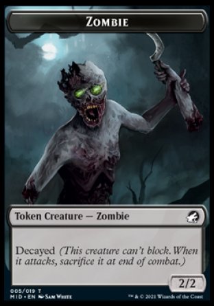 Zombie (005) // Emblem - Teferi, Who Slows the Sunset Double-Sided Token (5 // 17) [Innistrad: Midnight Hunt]