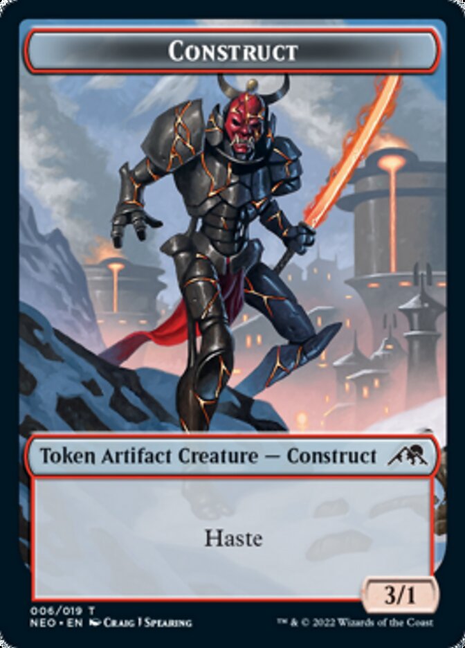 Samurai (003) // Construct (006) Double-sided Token (3 // 6) [Kamigawa: Neon Dynasty]