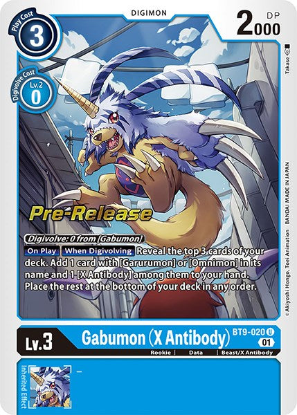 Gabumon (X Antibody) (BT9-020 U) [X Record Pre-Release Cards]