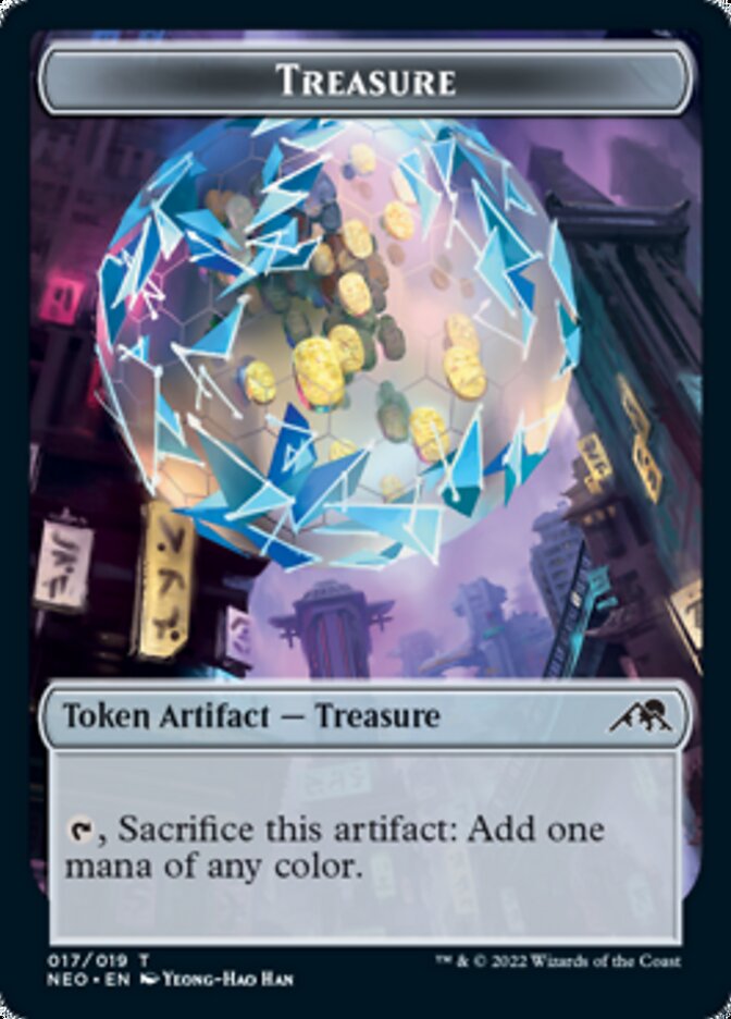 Samurai (003) // Treasure (017) Double-sided Token (3 // 17) [Kamigawa: Neon Dynasty]