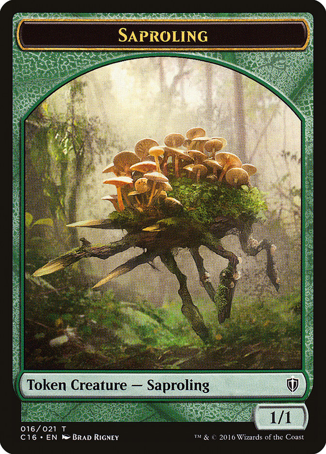 Bird (002) // Saproling  (016) Double-Sided Token (2 // 16) [Commander 2016]