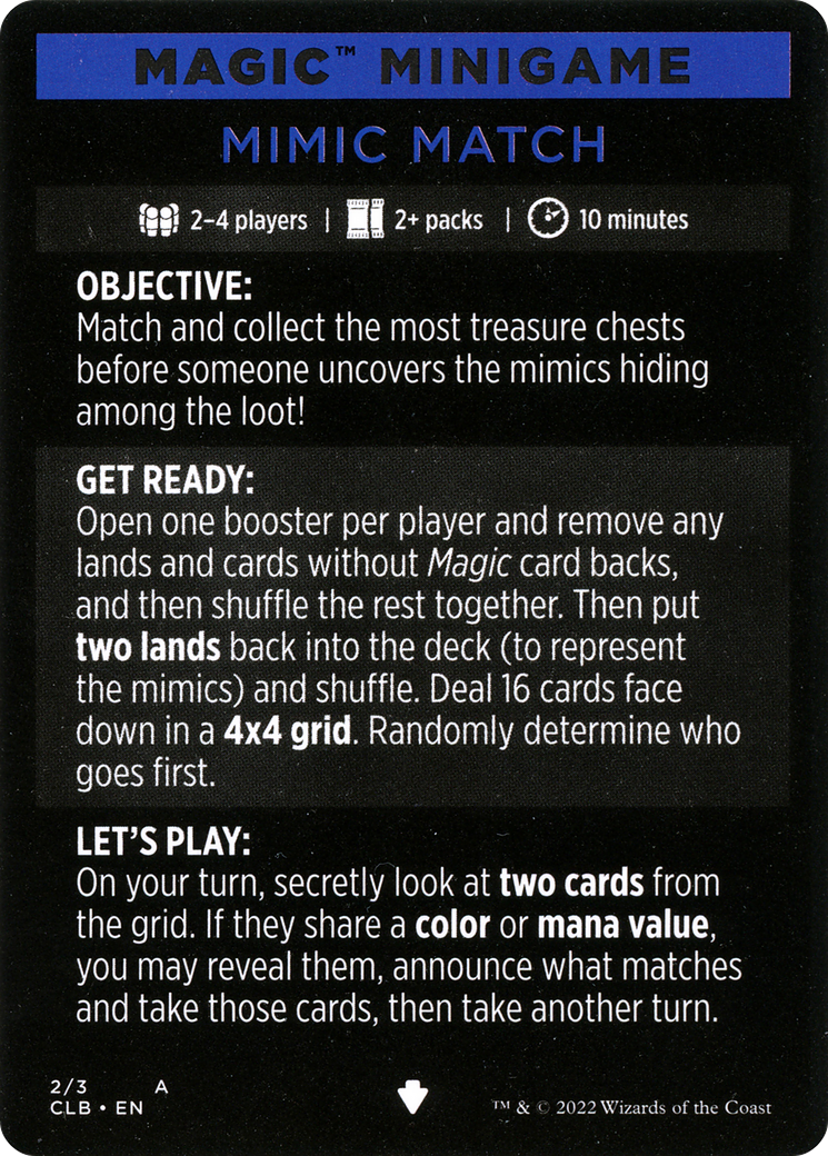 Magic Minigame: Mimic Match (2) [Commander Legends: Battle for Baldur's Gate]