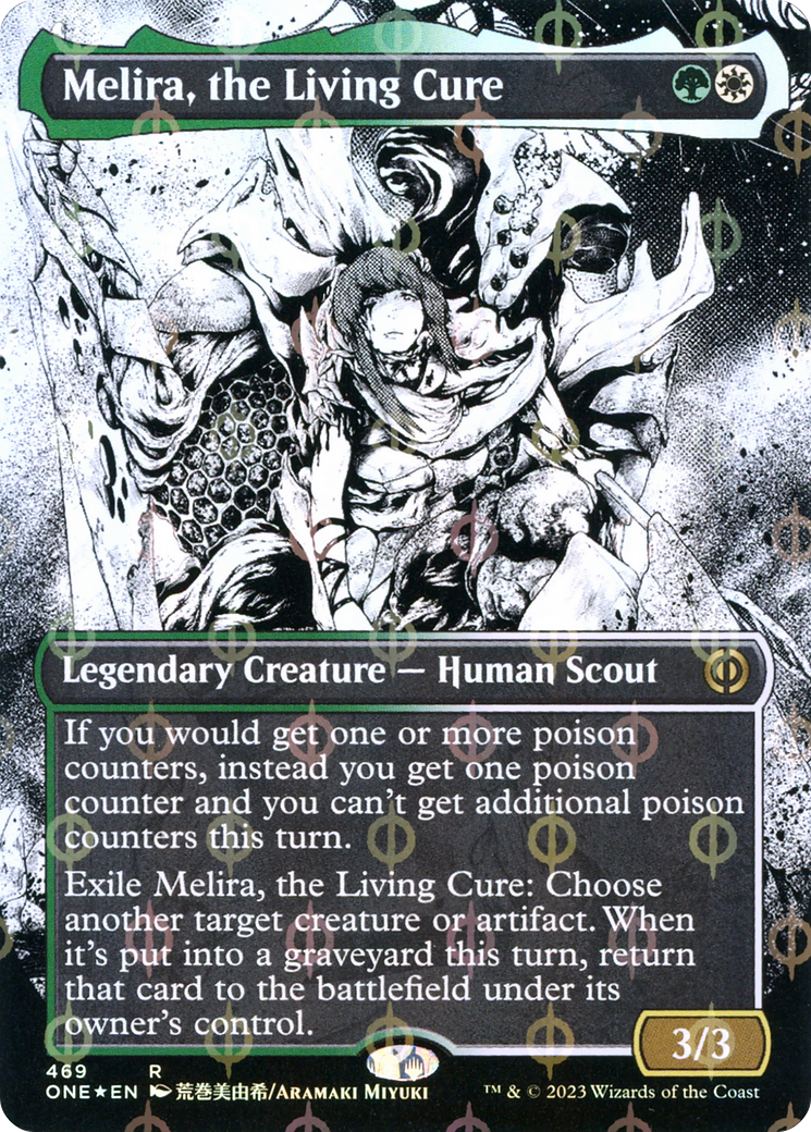 Melira, the Living Cure (Borderless) (Step-and-Compleat Foil) (469) [Phyrexia: All Will Be One]