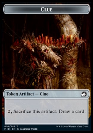 Clue // Emblem - Wrenn and Seven Double-Sided Token (16 // 18) [Innistrad: Midnight Hunt]