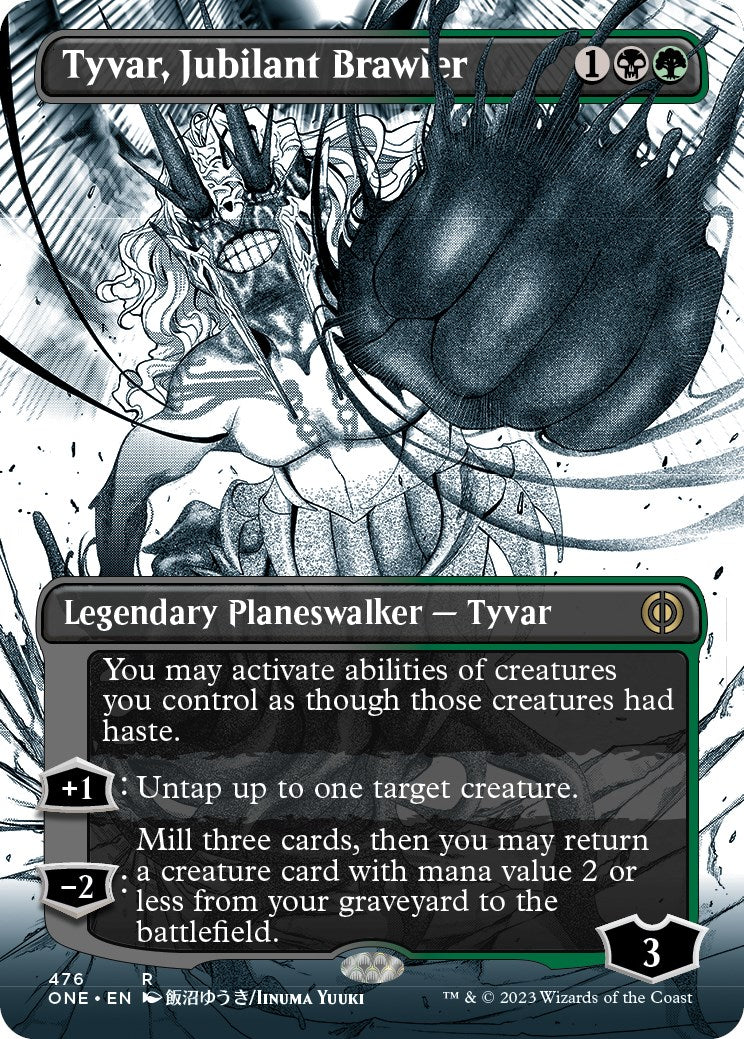 Tyvar, Jubilant Brawler (Borderless) (Step-and-Compleat Foil) (476) [Phyrexia: All Will Be One]