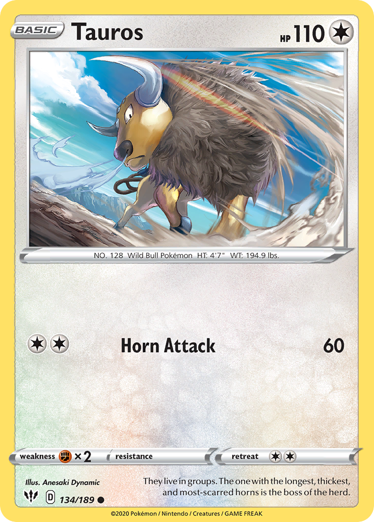 Tauros (134/189) [SWSH03: Darkness Ablaze]