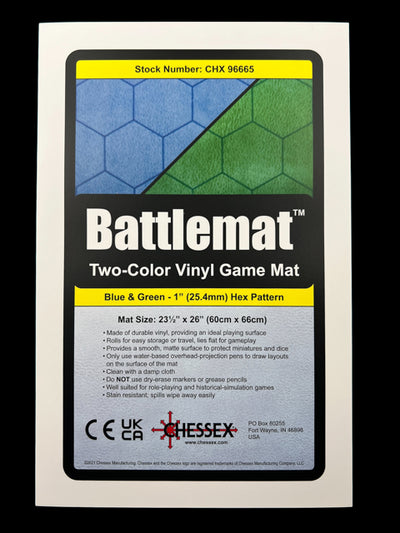 Battlemat Reversible (1-in): Blue-Green Hexes (23.5 in X 26 in)