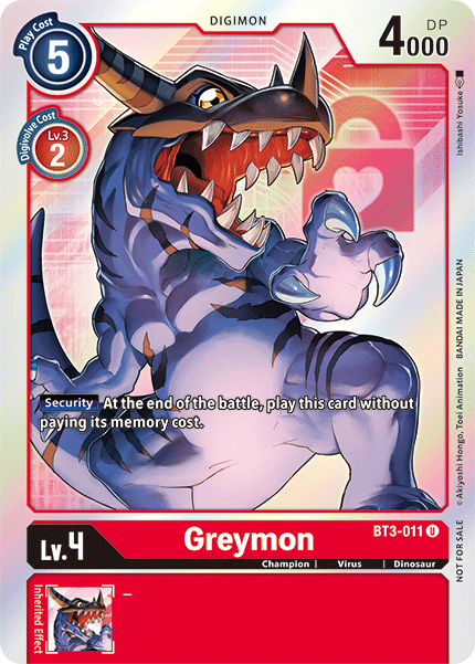 Greymon - BT3-011 (Box Topper) (BT3-011 U) [Release Special Booster 1.5]