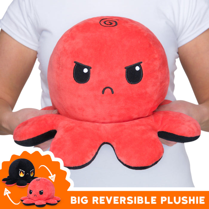 BIG Reversible Octopus Plushie: Angry Red and RAGE Black