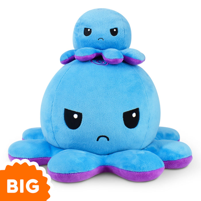 BIG Reversible Octopus Plushie: Happy Purple and Angry Blue