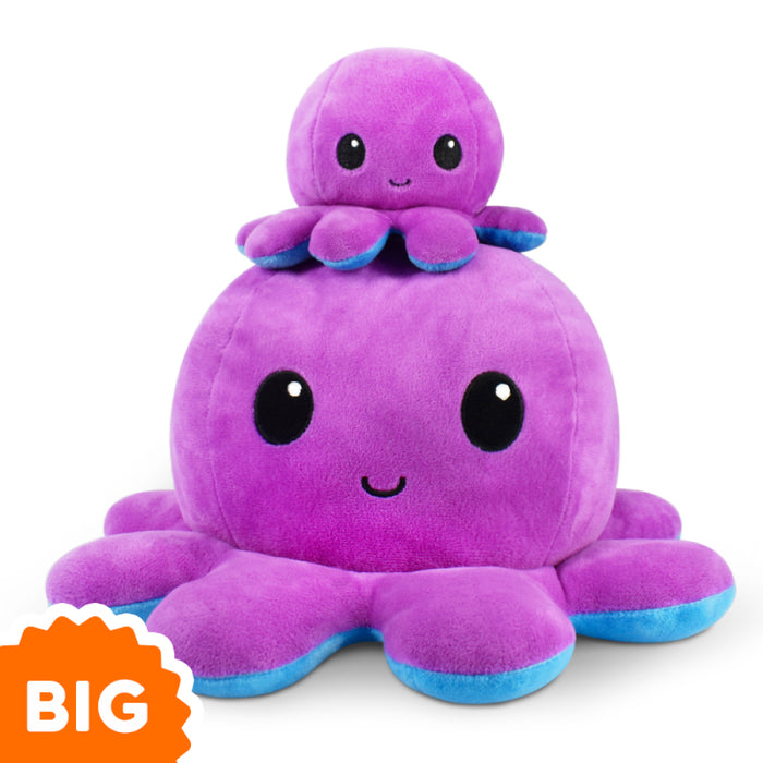 BIG Reversible Octopus Plushie: Happy Purple and Angry Blue