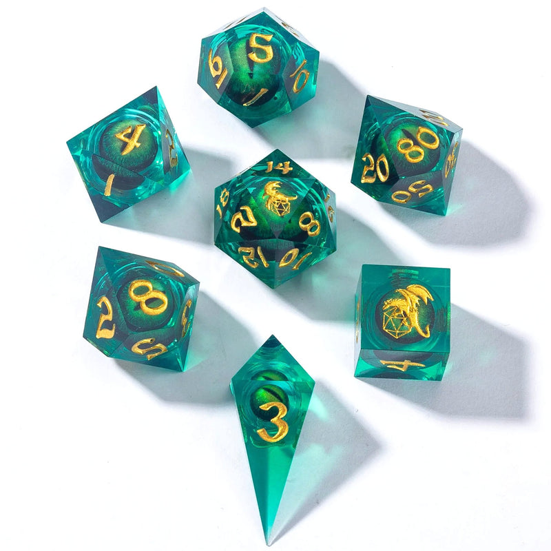 Always Watching Liquid Core Hand Sanded Sharp Edge Resin Dice Set - Beholder's Gaze