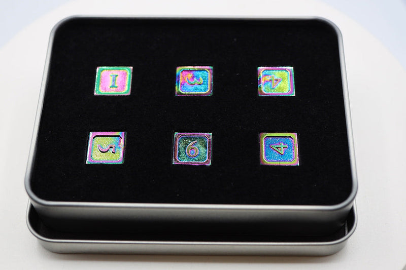 6 piece Metal D6s - Burnt Opal