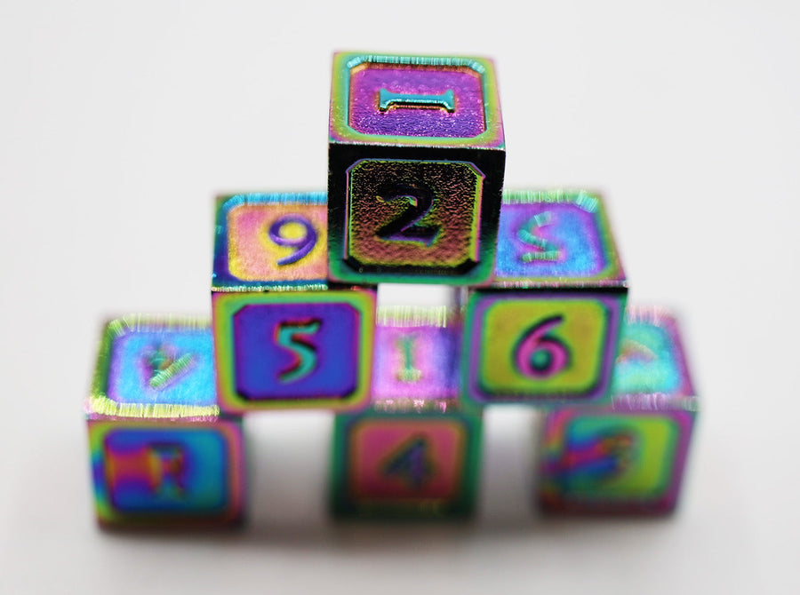 6 piece Metal D6s - Burnt Opal