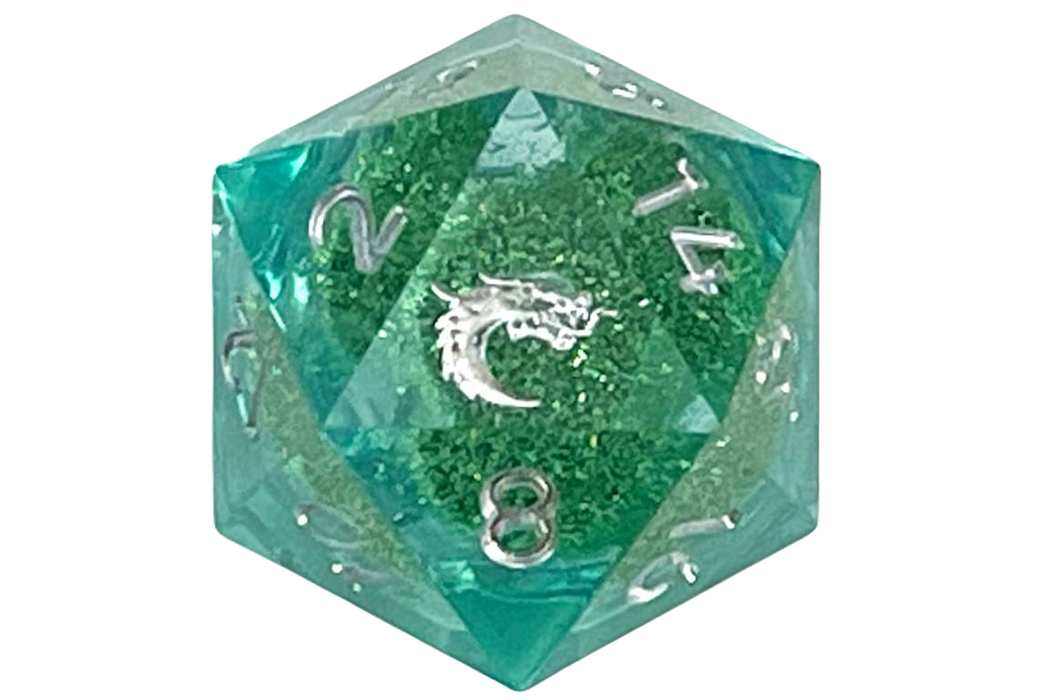 Old School Sharp Edged 22mm D20: Liquid Infused - Emerald Fury