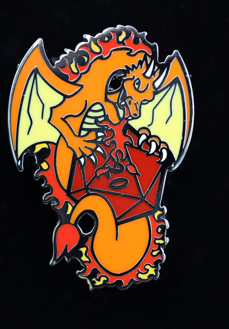 Dice Dragon Pin - Fire