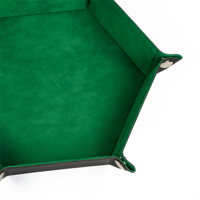 Leatherette & Velvet Dice Tray (Emerald Hex)