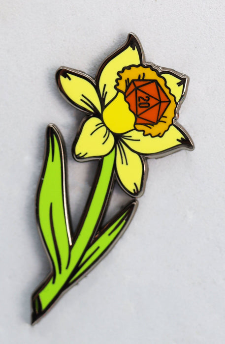 Hollow Hearts Enamel Pin: Dice Daffodil