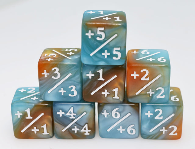 +1/+1 Blue & Gold Counters for Magic - Set of 8