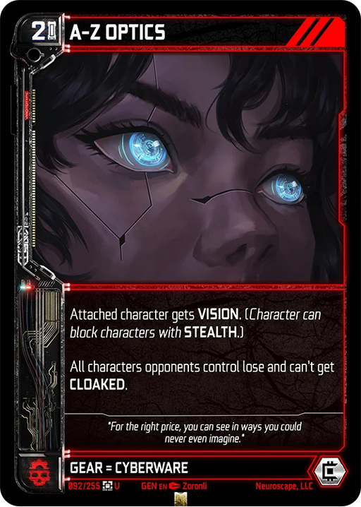 Image for A-Z OPTICS (92) [Genesis - Kickstarter Edition] - NeuroScape TCG