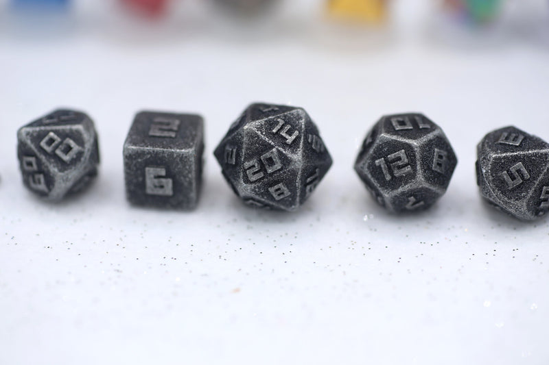 10MM Mini Metal RPG Dice Set - Ancient Silver