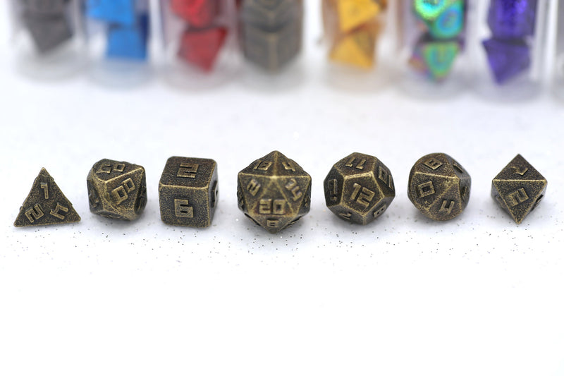 10MM Mini Metal RPG Dice Set - Ancient Gold