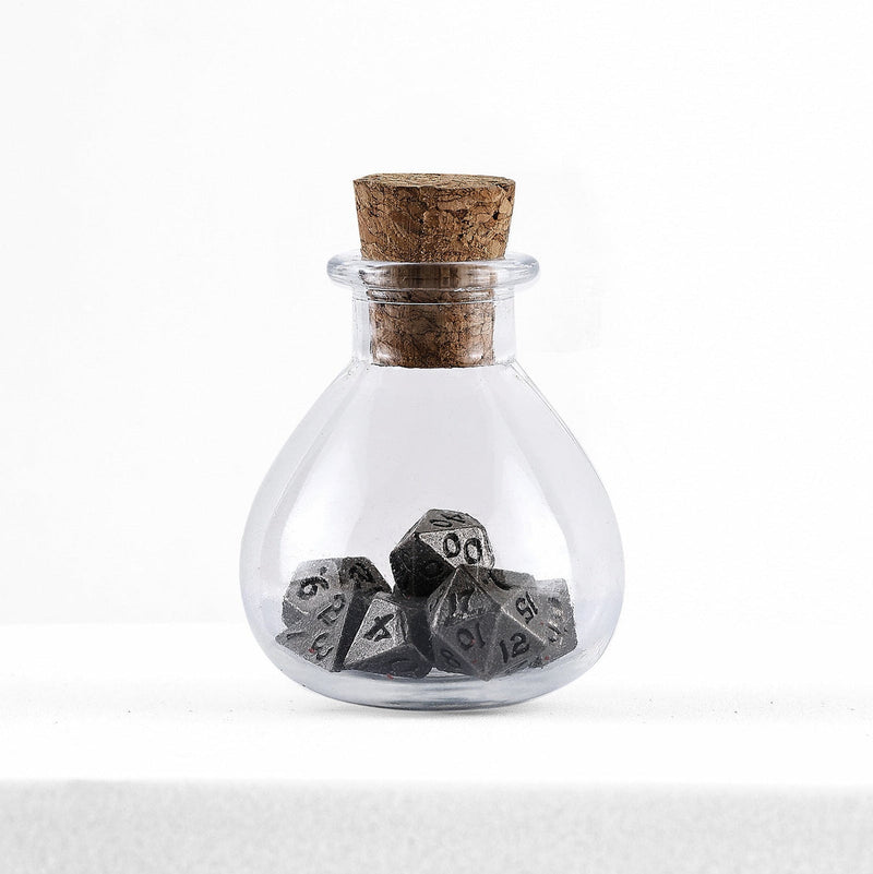 Unseelie Mini Metal RPG Dice Set - Ancient Silver