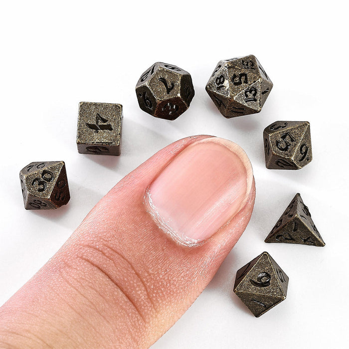 Unseelie Mini Metal RPG Dice Set - Ancient Bronze
