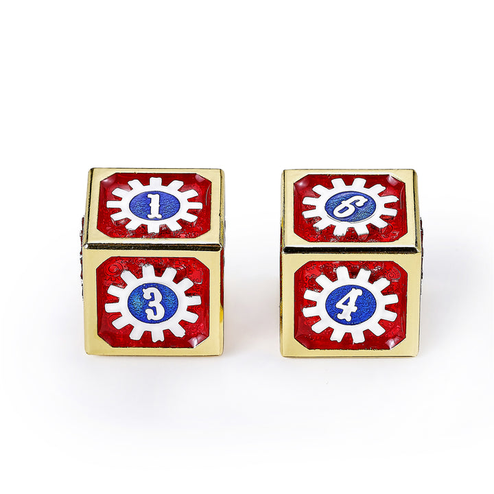 Cogcraft Fidget D6 - Casino - Red/Blue/Silver/Gold