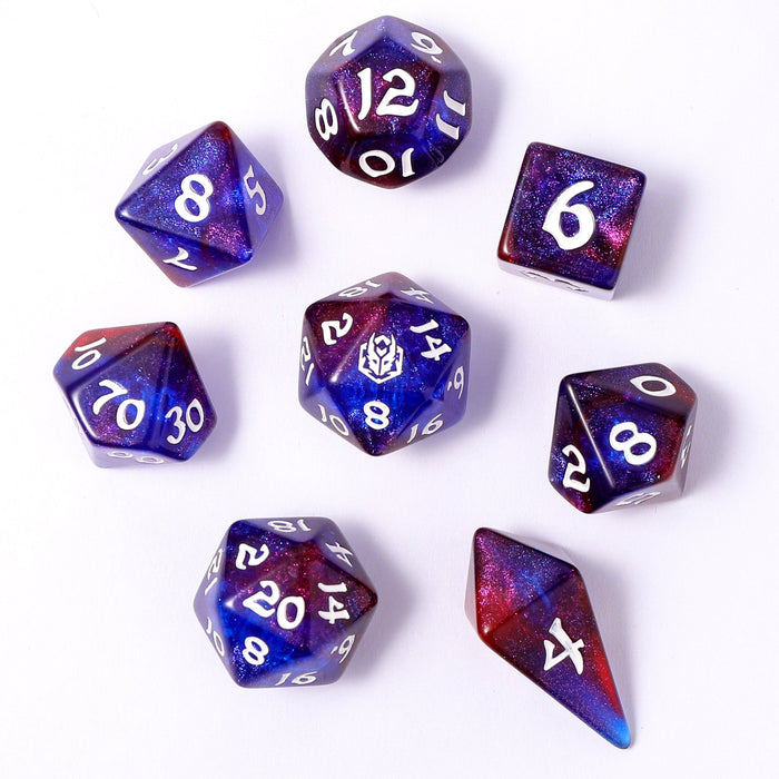 Wyrmforged Rollers - Rounded Edge 8 Piece Polyhedral Dice set - Arcane Nexus