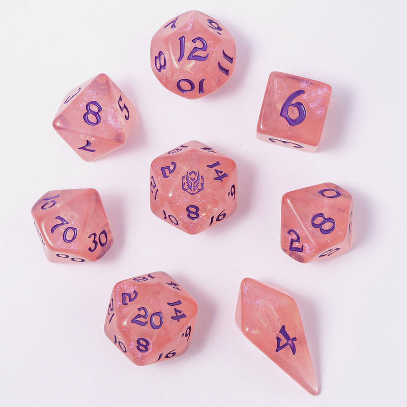 Wyrmforged Rollers - Rounded Edge 8 Piece Polyhedral Dice set - Elixir of Life