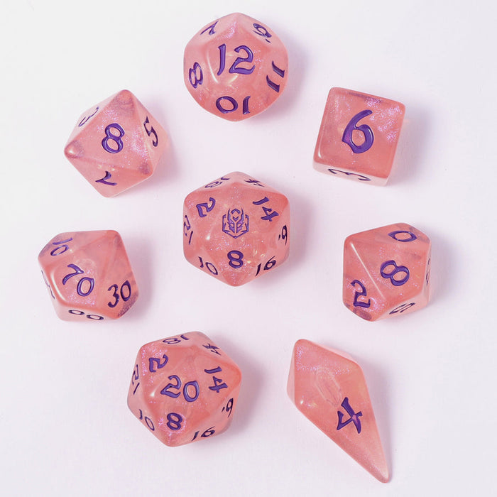 Wyrmforged Rollers - Rounded Edge 8 Piece Polyhedral Dice set - Elixir of Life