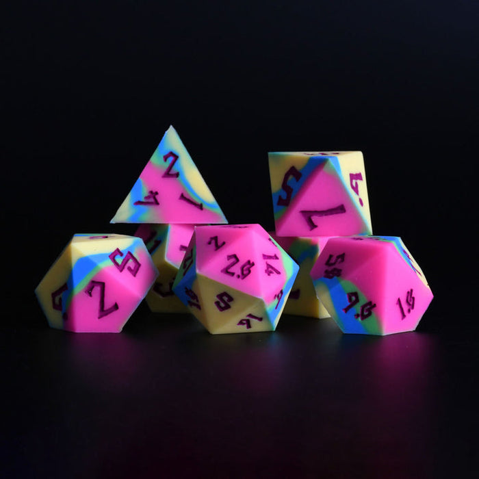 Neon Lights Silicone Dice Set