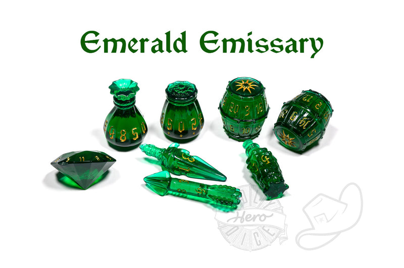 PolyHero Rogue 8 Dice Set - Emerald Emissary