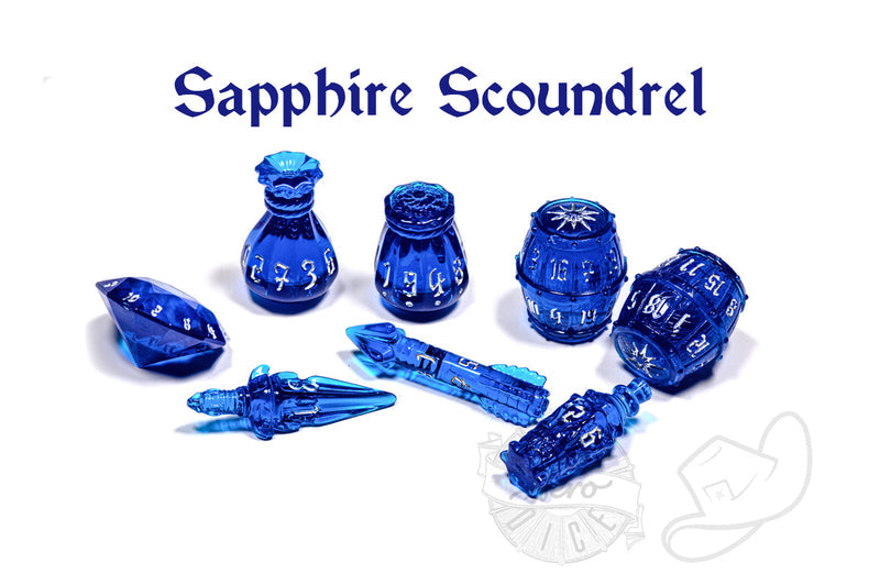 PolyHero Rogue 8 Dice Set - Sapphire Scoundrel