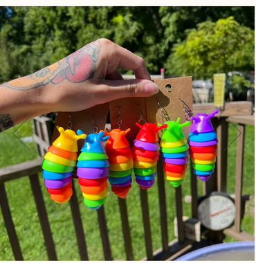 Rainbow Slug Earrings