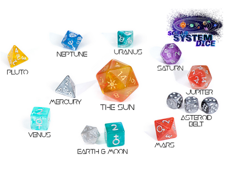 “Solar System Dice” Specialty 14-Die Dice Set