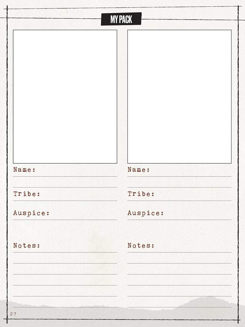 Werewolf: The Apocalypse 5th Edition Expanded Character Sheet Journal