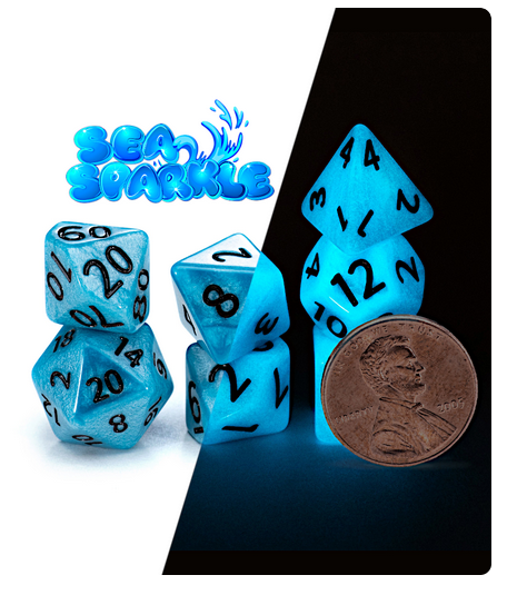 “Sea Sparkle” 12mm Glow-in-the-Dark Mighty Tiny Dice
