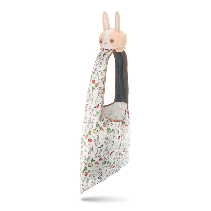 Plushie Tote Bag: Light Brown Bunnies & Veggies Tote Bag + Light Brown Bunny Plushie