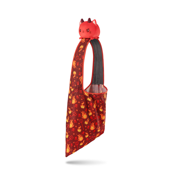 Plushie Tote Bag: Red Devil Cats Tote Bag + Red Devil Cat Plushie